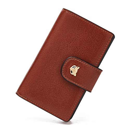 FOXLOVER Bifold Wallets for Women, RFID Blocking Gift Packing Ladies Clutch Purses with Zipper, Brown-a, modisch von FOXLOVER