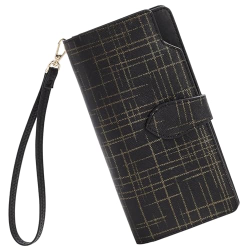 FOXLOVER Brieftaschen für Damen, Kreditkartenetui, RFID-blockierend, großes Fassungsvermögen, Armband mit Münzpapier, Geldfach, Black-C von FOXLOVER