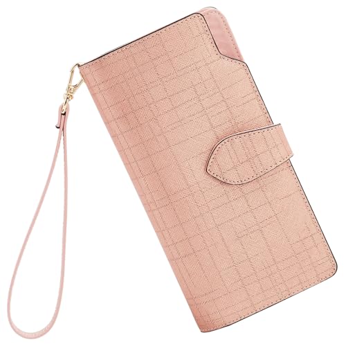 FOXLOVER Brieftaschen für Damen, Kreditkartenetui, RFID-blockierend, großes Fassungsvermögen, Armband mit Münzpapier, Geldfach, Rosa-Gold-C von FOXLOVER