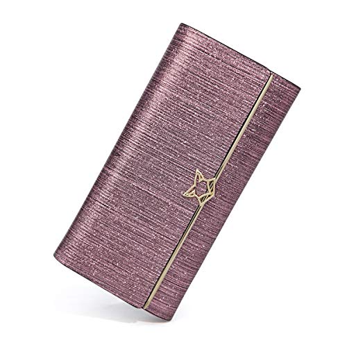 FOXLOVER Faltbare Brieftaschen für Damen, Kreditkartenhalter, großes Fassungsvermögen, mit RFID-blockierendem Papiergeldfach, Pink-Violett-A von FOXLOVER