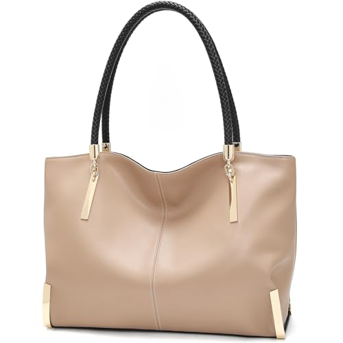 FOXLOVER Große Kapazität Tote Handtaschen für Frauen Damen Top-Griff Taschen Mode Schultertaschen Geldbörsen Minimalistisches Design, apricot-matt von FOXLOVER