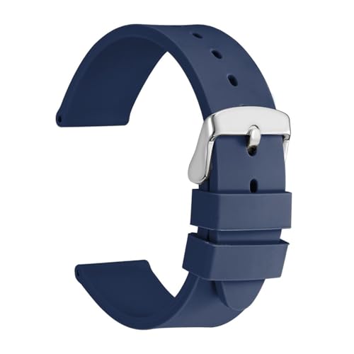 FOXLUPPOMZ Sport-Gummi-Silikon-Armband 16 mm 18 mm 20 mm 22 mm 24 mm Schwarz Blau Uhrenarmband Schweißfest Uhrenarmband Fit for den Sommer(Blue,24mm) von FOXLUPPOMZ