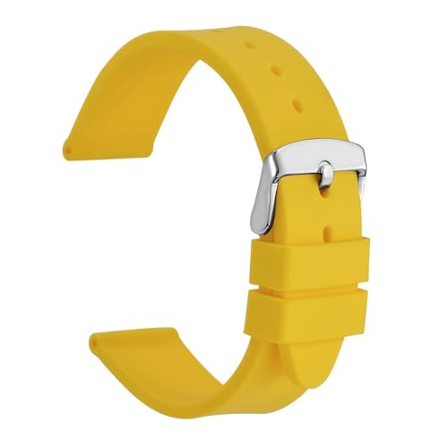 FOXLUPPOMZ Sport-Gummi-Silikon-Armband 16 mm 18 mm 20 mm 22 mm 24 mm Schwarz Blau Uhrenarmband Schweißfest Uhrenarmband Fit for den Sommer(Yellow,24mm) von FOXLUPPOMZ
