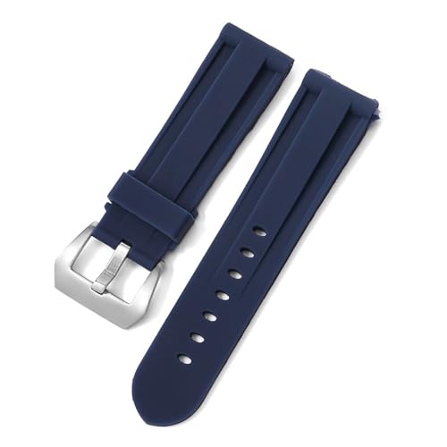 FOXLUPPOMZ Weiches Silikon-Sportarmband Rot Schwarz Blau Grün Männer Frauen 22 mm 24 mm 26 mm Ersatzband Uhrenzubehör(Blue(silver),22mm) von FOXLUPPOMZ