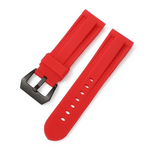 FOXLUPPOMZ Weiches Silikon-Sportarmband Rot Schwarz Blau Grün Männer Frauen 22 mm 24 mm 26 mm Ersatzband Uhrenzubehör(Red(black),22mm) von FOXLUPPOMZ