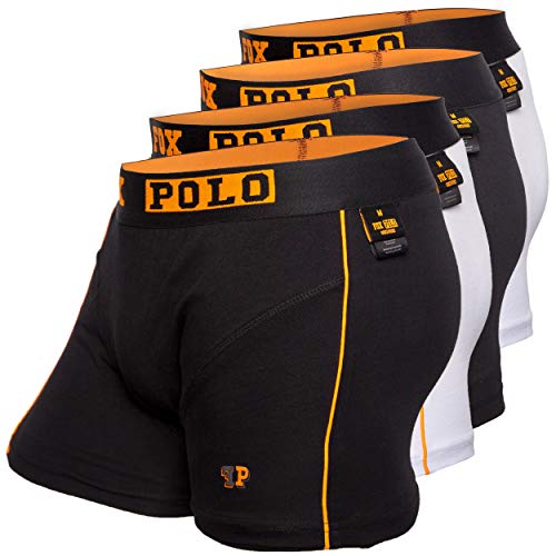 FOXPOLO Boxershorts – Herren Men- 4er Set – Premium – in stylischer Fox Polo Geschenkbox – 95% Baumwolle Cut (S) 2X schwarz/ 2X weiß von FOXPOLO
