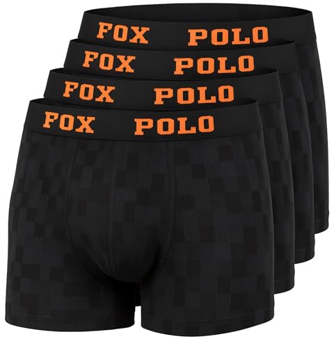 FOXPOLO Herren-Boxershorts, 4er-Geschenkset – Baumwoll-Stretchgewebe – weich, atmungsaktiv und flexibel – für den täglichen Gebrauch und den Sport | S - Schwarz von FOXPOLO