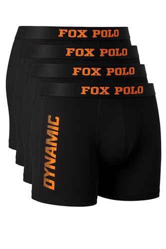 FOXPOLO Herren-Boxershorts, 4er-Geschenkset – Dynamischer Druck – Baumwoll-Stretch-Unterwäsche – Bequeme Passform für jeden Tag – Weich und atmungsaktiv | XXL - Schwarz von FOXPOLO