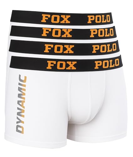 FOXPOLO Herren-Boxershorts, 4er-Geschenkset – Dynamischer Druck – Baumwoll-Stretch-Unterwäsche – Bequeme Passform für jeden Tag – Weich und atmungsaktiv | XXL - Weiß von FOXPOLO