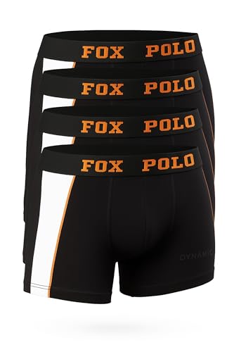 FOXPOLO Herren-Boxershorts, 4er-Geschenkset – Dynamischer Druck mit farbigem Rand – Stretch-Baumwollgewebe – Weich, atmungsaktiv und bequem | L - Schwarz von FOXPOLO