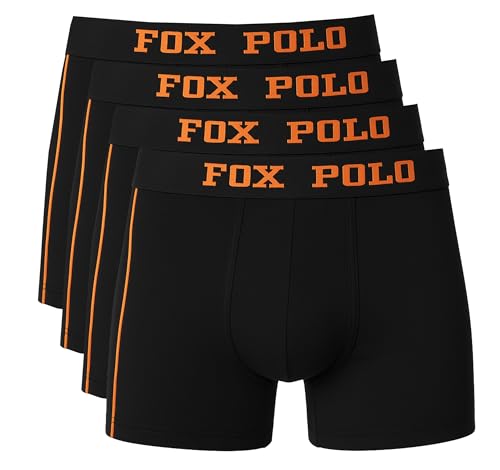 FOXPOLO Herren-Boxershorts, 4er-Geschenkset – Geprägtes Streifendesign – Weicher Baumwoll-Stretchstoff – Atmungsaktiv und flexibel – Boxset | M - Schwarz von FOXPOLO