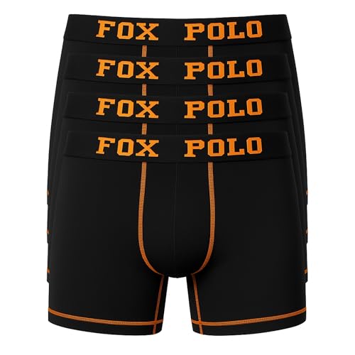 FOXPOLO Herren-Boxershorts, 4er-Geschenkset – Kontrast-Nähte – Weicher und dehnbarer Baumwollstoff – Atmungsaktiv und stützend | XXL - Schwarz von FOXPOLO