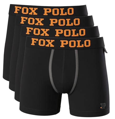 FOXPOLO Herren-Boxershorts, 4er-Geschenkset – Streifendesign im Schritt – Baumwoll-Stretch-Unterwäsche – weich, atmungsaktiv und flexibel – inklusive Geschenkbox | XXL - Schwarz von FOXPOLO