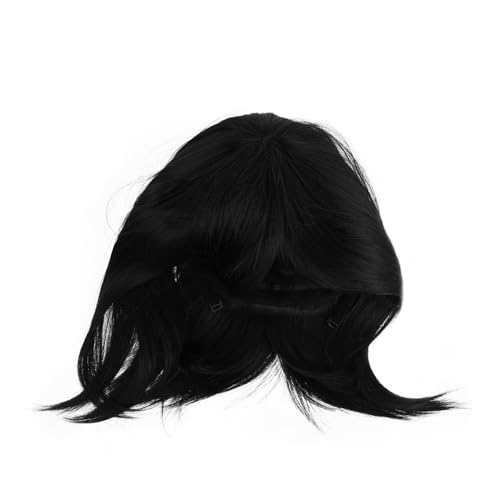 FOYTOKI 1 Stück Kurze Bob Perücke für Damen Schwarze Synthetikhaarperücke für Cosplay Partys und Hochtemperaturbeständig Langlebig für Hauttöne von FOYTOKI