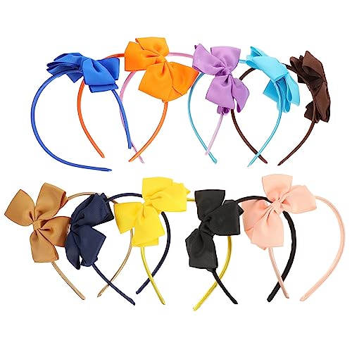 FOYTOKI 10st Schleife Stirnband Kopfbedeckung Mit Schleife Haarband Mit Schleife Kosmetisches Stirnband Kinder Party Haar Kopfbogen Kleinkind Requisiten Baby Gerippter Gürtel Aus Polyester von FOYTOKI