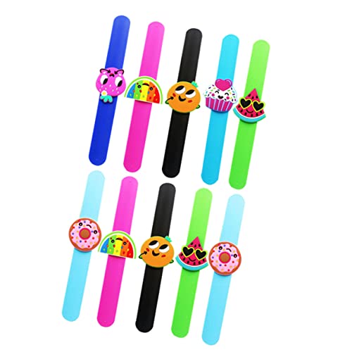 FOYTOKI 10stücke Pack Silikon-schnapparmbänder Mit Frucht-design Schlagarmbänder Für Junge Mädchen Partygeschenke Bunte Armbänder Zum Einheitsgröße Hautfreundlich Und Flexibel von FOYTOKI