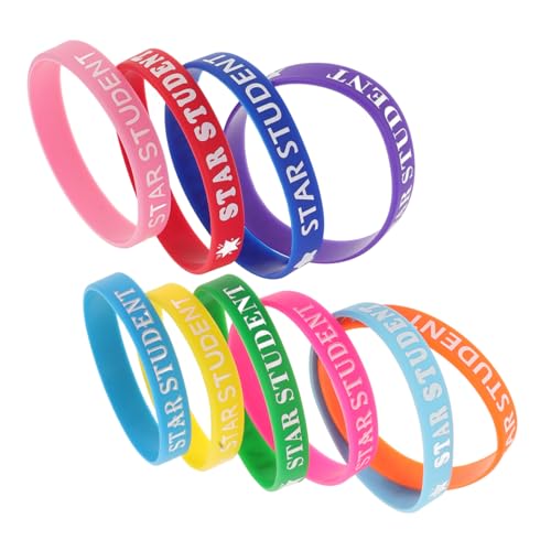 FOYTOKI 10 Stück Teiliges Bunte Silikonarmbänder für Stern Student Belohnungsarmbänder Weiche Bequeme Schularmbänder Motivierend für Klassenzimmer und Schüler Farbenfrohe Wristbands von FOYTOKI