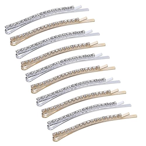 FOYTOKI 10 Stück Teiliges Haarnadeln mit Funkelnden Strasssteinen Silber und Goldfarbene Haarklammern Eleganter Haarschmuck für Damen Geeignet für Hochzeit Party und Festliche Anlässe von FOYTOKI