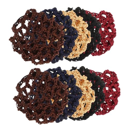 FOYTOKI 10 Stück Teiliges Haarnetz Damen und Mädchen Elastische Unsichtbare Haarnetze in Schwarz Weinrot Braun Khaki Vintage Design Fester Sitz für Ballett Alltag Festlichkeiten von FOYTOKI