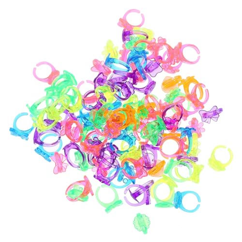 FOYTOKI 100stücke Kunststoffringe Für Mädchen Bunte Verkleidungsspielzeuge Partytütenfüller Stabile Schmuckringe Für Rollenspiele Und Festlichkeiten von FOYTOKI