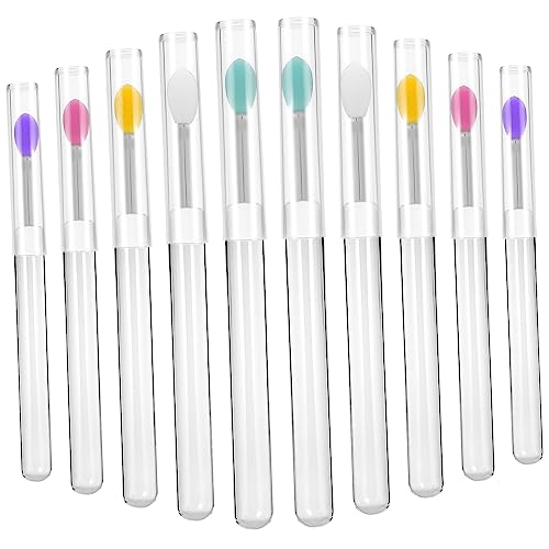 FOYTOKI 10stücke Silikon-lippenpinsel Mit Deckel Wiederverwendbarer Applikator Für Lippenstift Lipgloss Lippenbalsam Und Lidschatten Waschbar Und Praktisch von FOYTOKI