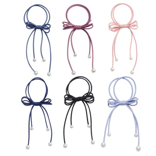 FOYTOKI 12stücke Haargummis Mit Schleife Kunstperlen Elastischer Haarring Pferdeschwanzhalter Haarseil Für Frauen Und Mädchen von FOYTOKI