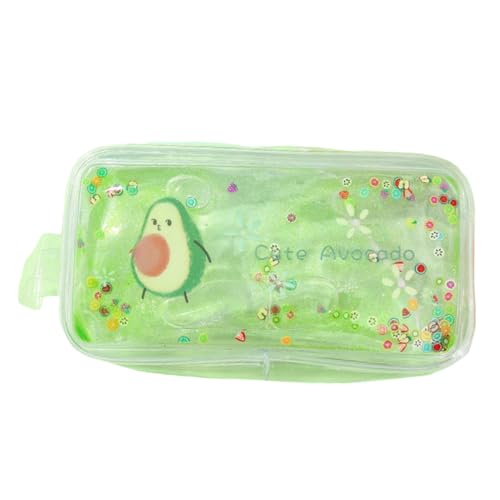 FOYTOKI 1Stück Kosmetiktasche Transparent mit Cartoon Avocado und Tragbar Große Make Up Aufbewahrungstasche für Reisen Urlaub und Fitness Stylischer Organizer für Damen von FOYTOKI