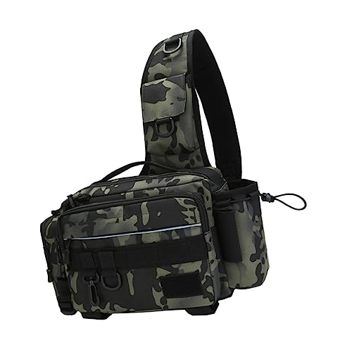 FOYTOKI 1Stück Multifunktionale Angeltasche Angelrücksack für Outdoor Angeln Verstellbarer Schultergurt Praktischer Angelausrüstungs Organizer Dunkelkamouflage von FOYTOKI
