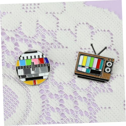 FOYTOKI 2 STÜCK Kreative Retro Brustbroschen Tv kanal design Bunte Emaille Anstecknadeln aus Langlebiger Zinklegierung Modische Kleine Geschenkidee für Alltag und Kostümdeko von FOYTOKI