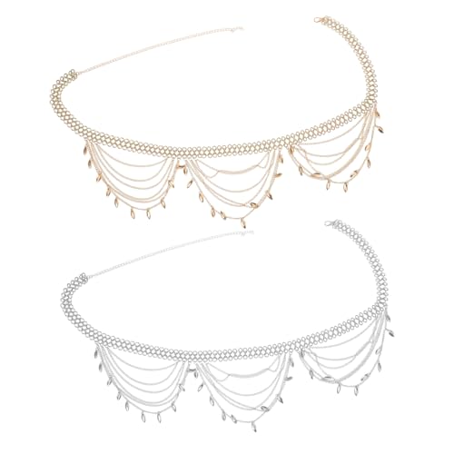 FOYTOKI 2 Stück Boho Taillenkette Damen Mehrlagige Metallkette Hüftgürtel Ethno Stil Verstellbar Hautfreundlich Für Sommer Strand Kleider Jeans Konzert Outfit von FOYTOKI