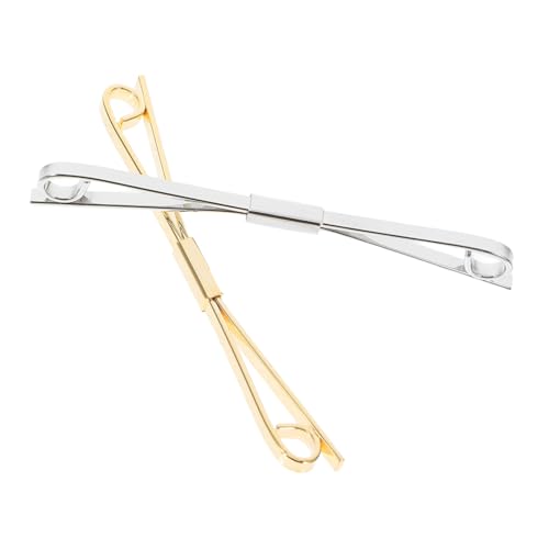 FOYTOKI 2 Stück Einfache Kupfer Strickjacken Clips Chic Kragen Clip Brosche Kleidung Zubehör Gold Silber für Pullover Schals und Alltagsschutz gegen von FOYTOKI