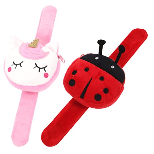 FOYTOKI 2stücke Slap-armband Mit Tasche Für Junge Mädchen Aus Plüsch Geldbörse Mit Niedlichem Tierdesign Praktisch Für Münzen Und Kleine Gegenstände Flauschig Und Haltbar von FOYTOKI