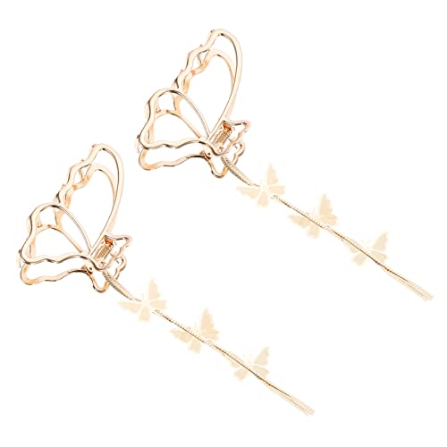 FOYTOKI 2 Stück Haar Clips mit Quaste und Schmetterlingsdesign für Damen Rutschfeste Haarklammer für Hochzeiten Partys und Tägliche Styles von FOYTOKI
