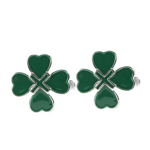 FOYTOKI 2 Stück Herren Manschettenknöpfe mit Herz und Vierblättrigem Kleeblatt Stilvolles Zubehör für Formelle Anlässe Langlebig und für Patrick Day und Partys von FOYTOKI