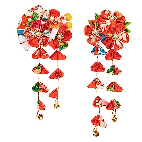 FOYTOKI 2 Stück Japanische Haarschmuck Teiliges Blumen Haarclips mit Quasten Traditionelle Haarnadeln für Frauen Geeignet für Hochzeiten Partys Fotoshootings und Festliche Anlässe von FOYTOKI