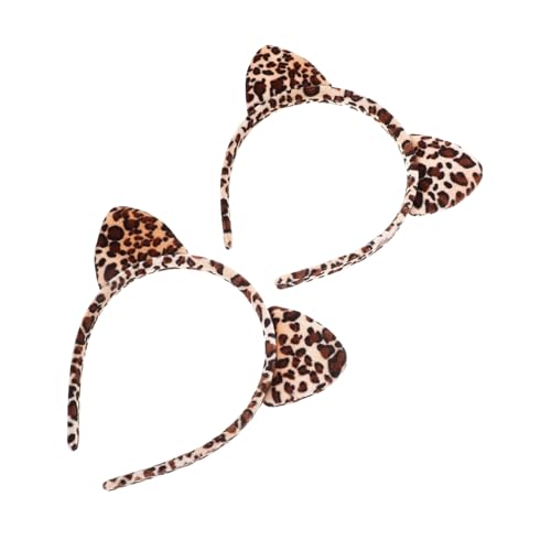 FOYTOKI 2 Stück Leopardmuster Cat Ear Haarreif Weiches Kunstpelz Katzenohren Stirnband Bequem für Mädchen als Cosplay Accessoire und Party Haarschmuck von FOYTOKI
