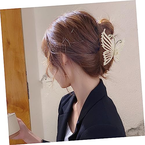 FOYTOKI 2 Stück Metallic Schmetterling Haarklammern mit Perlen und Glitzer Rutschfeste Haarklammer Clips für Damen Modisches Haarschmuck Accessoire für Styling und Festen von FOYTOKI