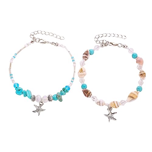 FOYTOKI 2 Stück Muschel Armbänder Türkis Boho Fußkettchen Damen Strand Schmuck mit Perlen und Charm Handgefertigt Modisch Vielseitig für Alltag und Sommerurlaub FOYTOKI 2 Stück Muschel Armbänder Türkis Boho Fußkettchen Damen Strand Schmuck mit Perlen und Charm Handgefertigt Modisch Vielseitig für Alltag und Sommerurlaub von FOYTOKI