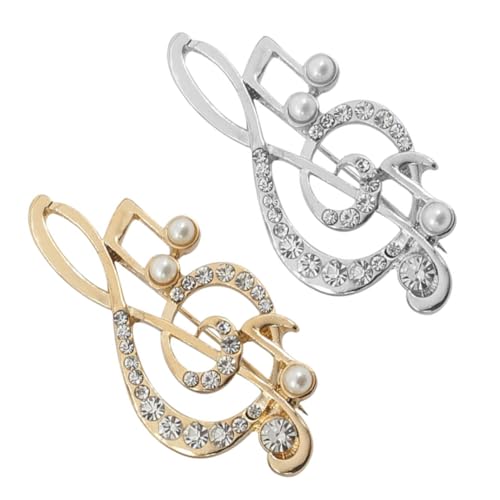 FOYTOKI 2 Stück Musiksymbol Brosche mit Strass Eleganter Anstecker für Musiker für Kleidung und Accessoires für zu Besonderen Anlässen von FOYTOKI