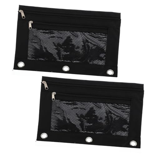 FOYTOKI 2 Stück Oxford Stifttasche mit Löchern aus Robustem Oxford mit Mesh Fenster Doppelter Reißverschluss für Ordner Praktische Aufbewahrung für Schule und Büro von FOYTOKI