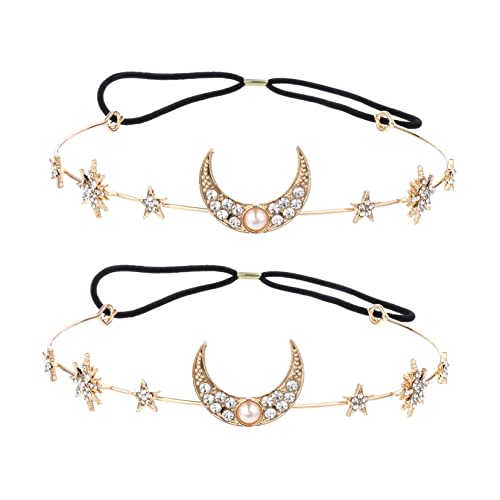 FOYTOKI 2stücke Sternen Haarband Mit Mond Und Sternen Für Damen Hochzeit Schmuck Stirnband Haarschmuck Für Party Cosplay Und Fotografie von FOYTOKI