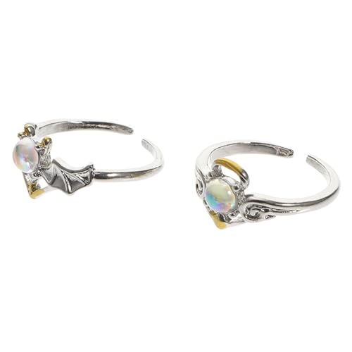 FOYTOKI 2 Stück Verstellbare Damenringe Glänzendes Filigranes Design Verlobungs Hochzeitsringe Romantisches Schmuckaccessoire für Frauen zu Besonderen Anlässen von FOYTOKI