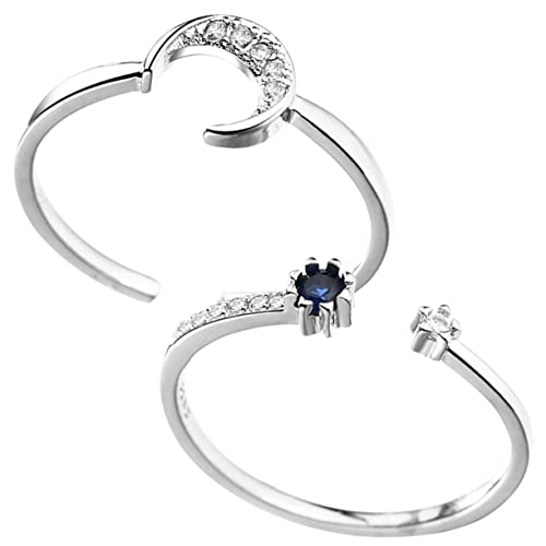 FOYTOKI 2 Stück Verstellbare Damenringe Teiliges Mond Stern Design Offene Fingerringe Elegant Komfortabel Schmuck für Alltag Party von FOYTOKI