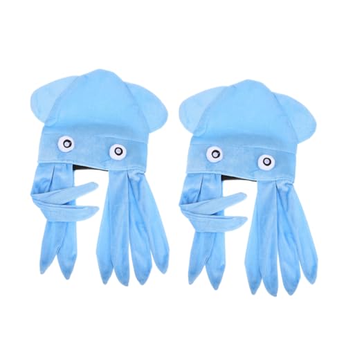 FOYTOKI 2Pcs Lustiger Tintenfischhut lustiger hut geburtstagsgeschenk tiermütze Stirnband mit Meerestieren Oktopus-Kappe Meer-Party-Hut Halloweenkostüm verrückter Hut Verbundvlies Sky-blue von FOYTOKI