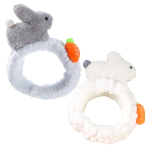 FOYTOKI 2stücke Plüsch Haarbänder Für Gesichtswäsche Cartoon Hase Kopfband Für Mädchen Elastisches Make-up Haarband Geeignet Für Spa Yoga Und Alltag Bequem Und Pflegeleicht von FOYTOKI