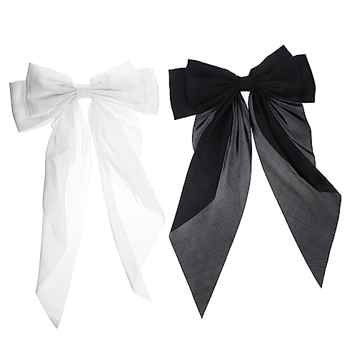 FOYTOKI 2Stücke Große Haarschleifen für Damen Satin Haarspangen und Pferdeschwanz Clip oder Haarband für Verschiedene Anlässe und Outfits von FOYTOKI