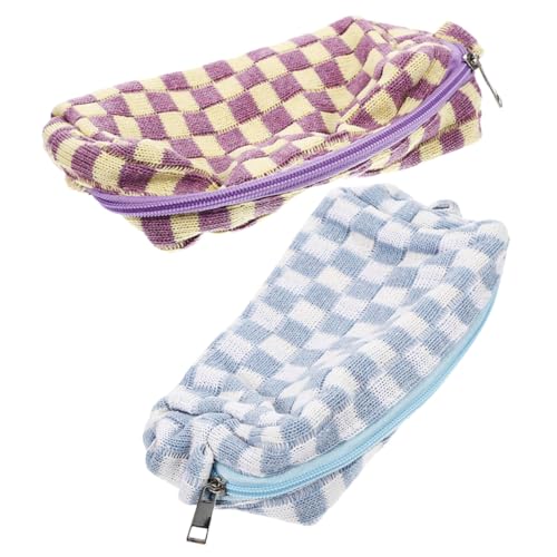 FOYTOKI 2stücke Karierte Kosmetiktasche Mit Reißverschluss Stoff-schminktasche Für Damen Make-up Beutel Zum Aufbewahren Von Hautpflegeprodukten Praktische Schminktasche von FOYTOKI