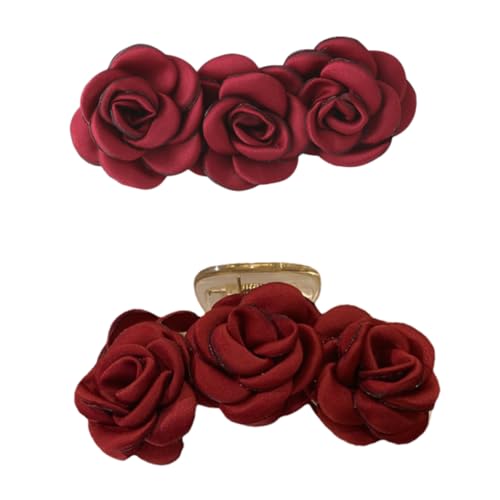 FOYTOKI 2stücke Haarspangen Mit Rosen-design Haarklammern Für Damen Robuste Und Tragbare Haaraccessoires Für Verschiedene Frisuren Und Anlässe Für Make-up Kochen Und Alltag von FOYTOKI