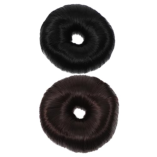 FOYTOKI 2stücke Haar Donut Dutt Maker in Schwarz Und Dunkelbraun Haarverlängerung Für Voluminöse Hochsteckfrisuren Elegant Und Einfach Anzuwenden Haaraccessoires Für Mädchen von FOYTOKI