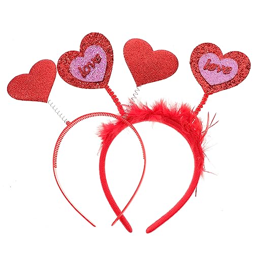 FOYTOKI 2stücke Herz Stirnband Aus Metall Und Kunststoff Valentinstag Kopfbedeckung Valentinstag Haar Accessoires Party Stirnbänder Geburtstags Stirnband Liebesherz Bopper Stirnbänder von FOYTOKI